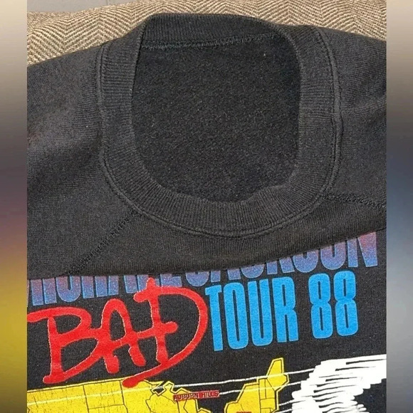 VTG 1988 Michael Jackson Bad Tour Concert Unisex LS Black Sweatshirt - Picture 10 of 16